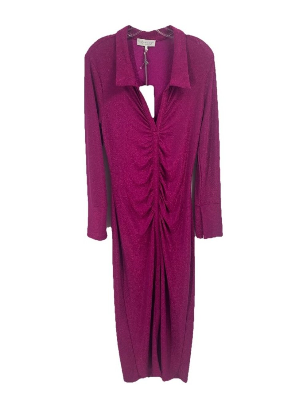 WAYF Pink Shimmer Lurex Long Sleeve Maxi Dress Sz L NWT Romantic Goth